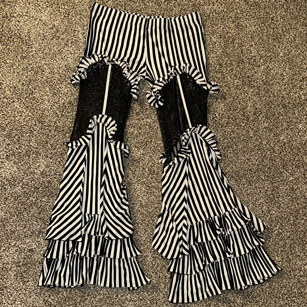 Striped Ruffle Flare Pants